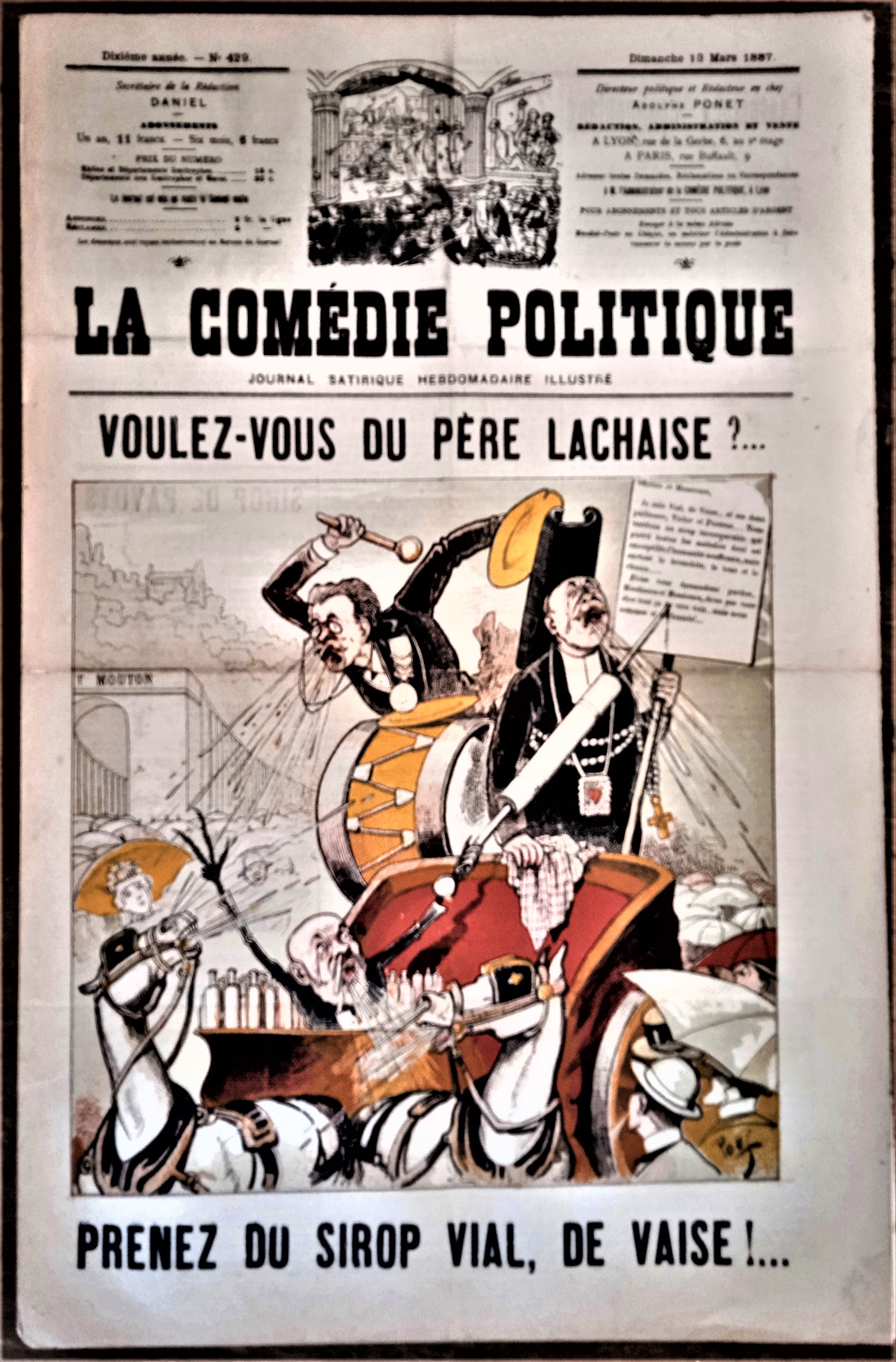 Authentique Journal occasion  satyrique et de caricature "La comédie politique" N°429    Du 13 Mars 1887