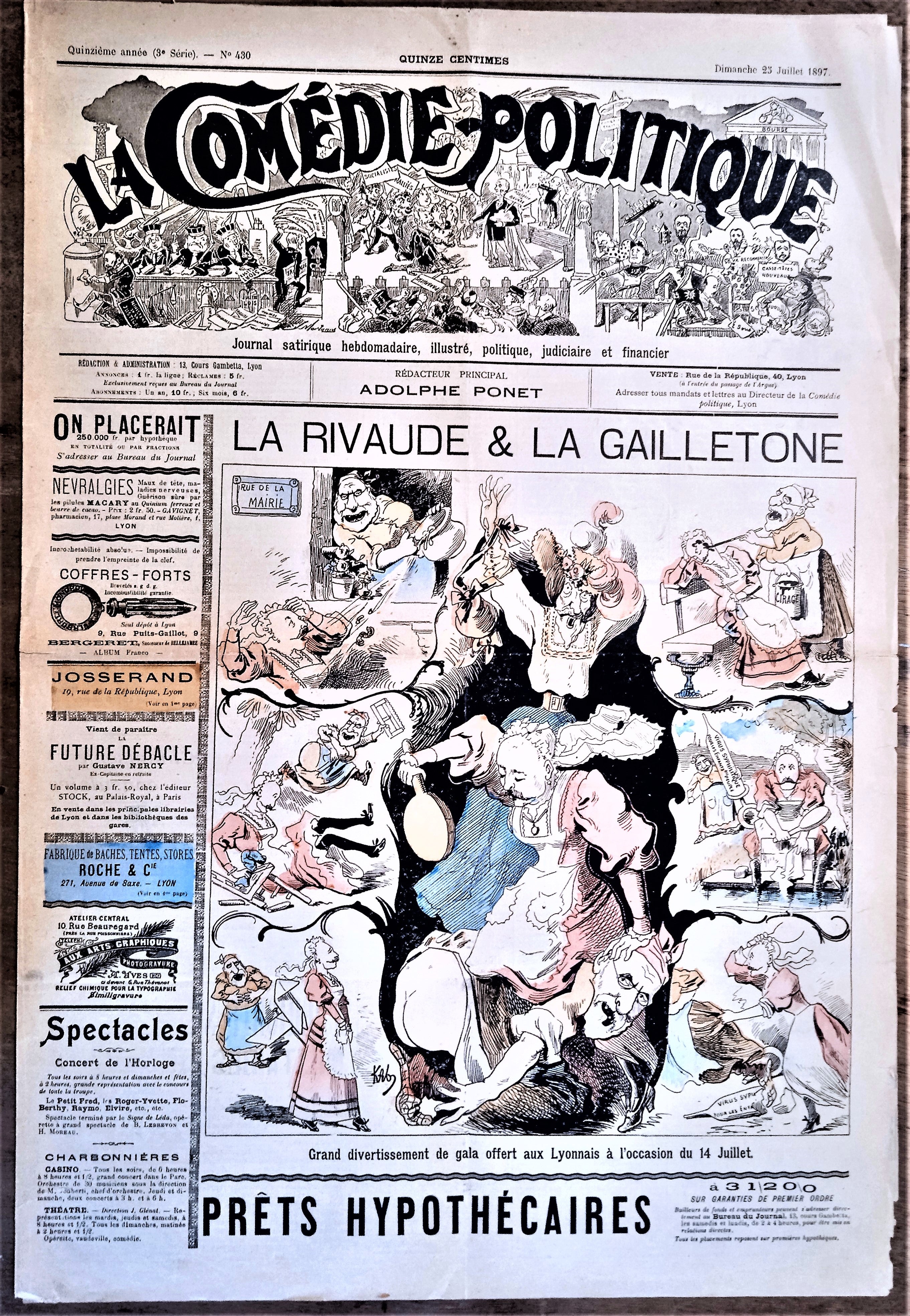 Authentique Journal occasion  satyrique et de caricature "La comédie politique" N° 430   Du 23 Juillet 1897