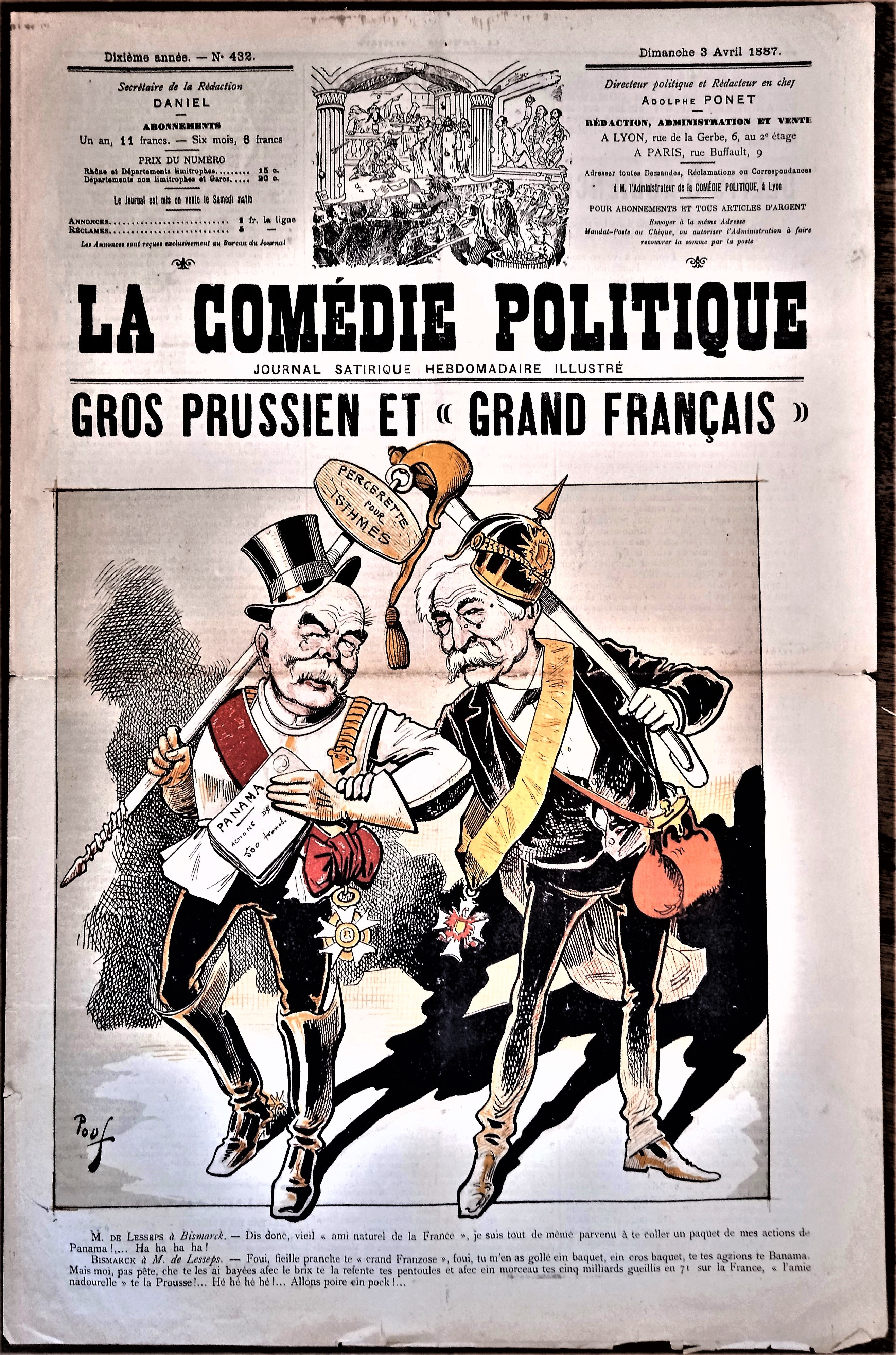 Authentique Journal occasion  satyrique et de caricature "La comédie politique" N° 432   Du 03 Avril 1887