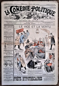 Authentique Journal occasion  satyrique et de caricature "La comédie politique" N°447    Du 21 Novembre 1897     Dessin signé Kalz