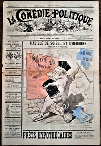 Authentique Journal occasion  satyrique et de caricature "La comédie politique" N° 453   Du 02 Fézvrier 1898    Dessin signé Kalz