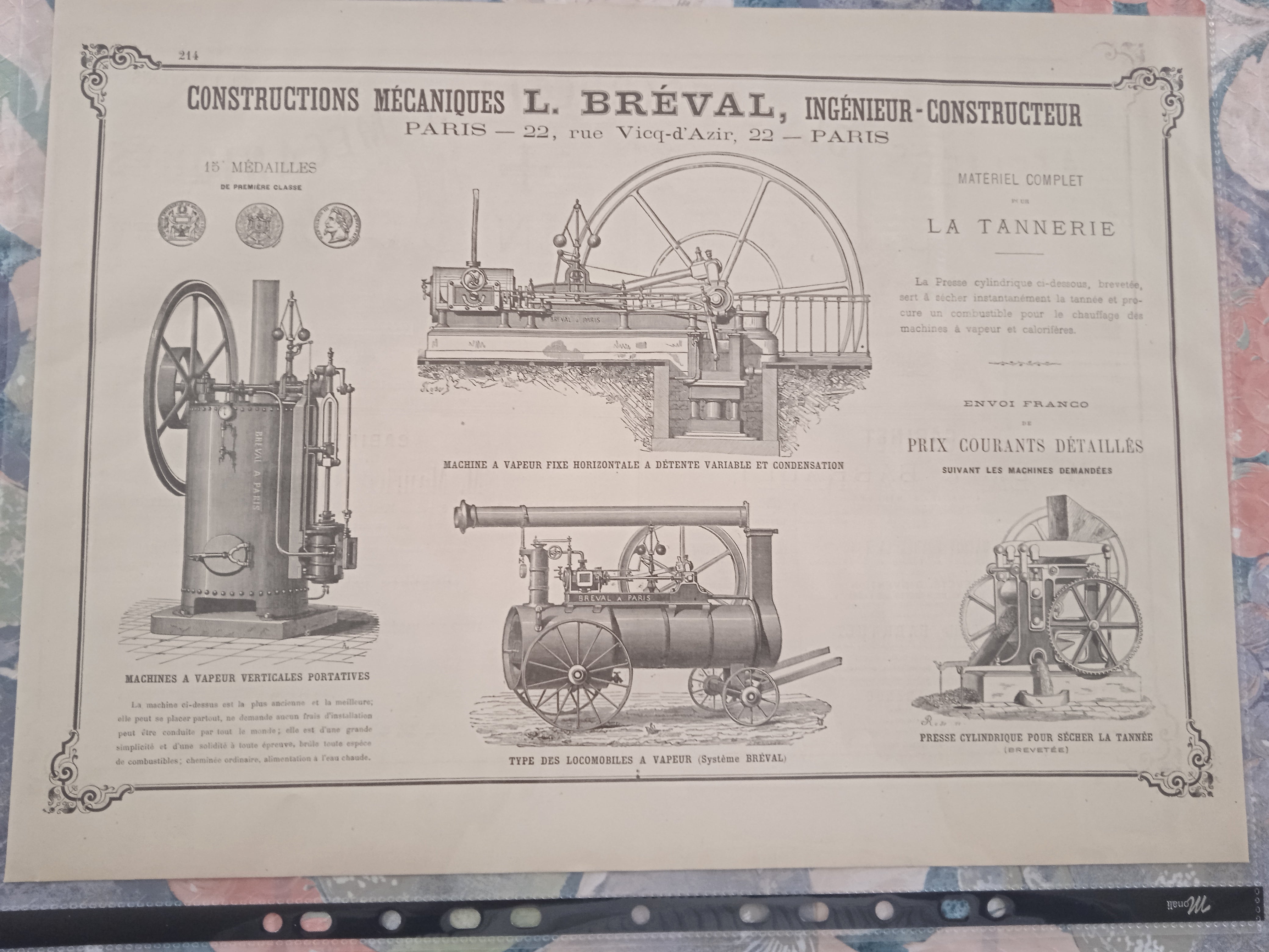 Planche N° 213 et 214 Dessins & Gravures Brevets Plans Marque