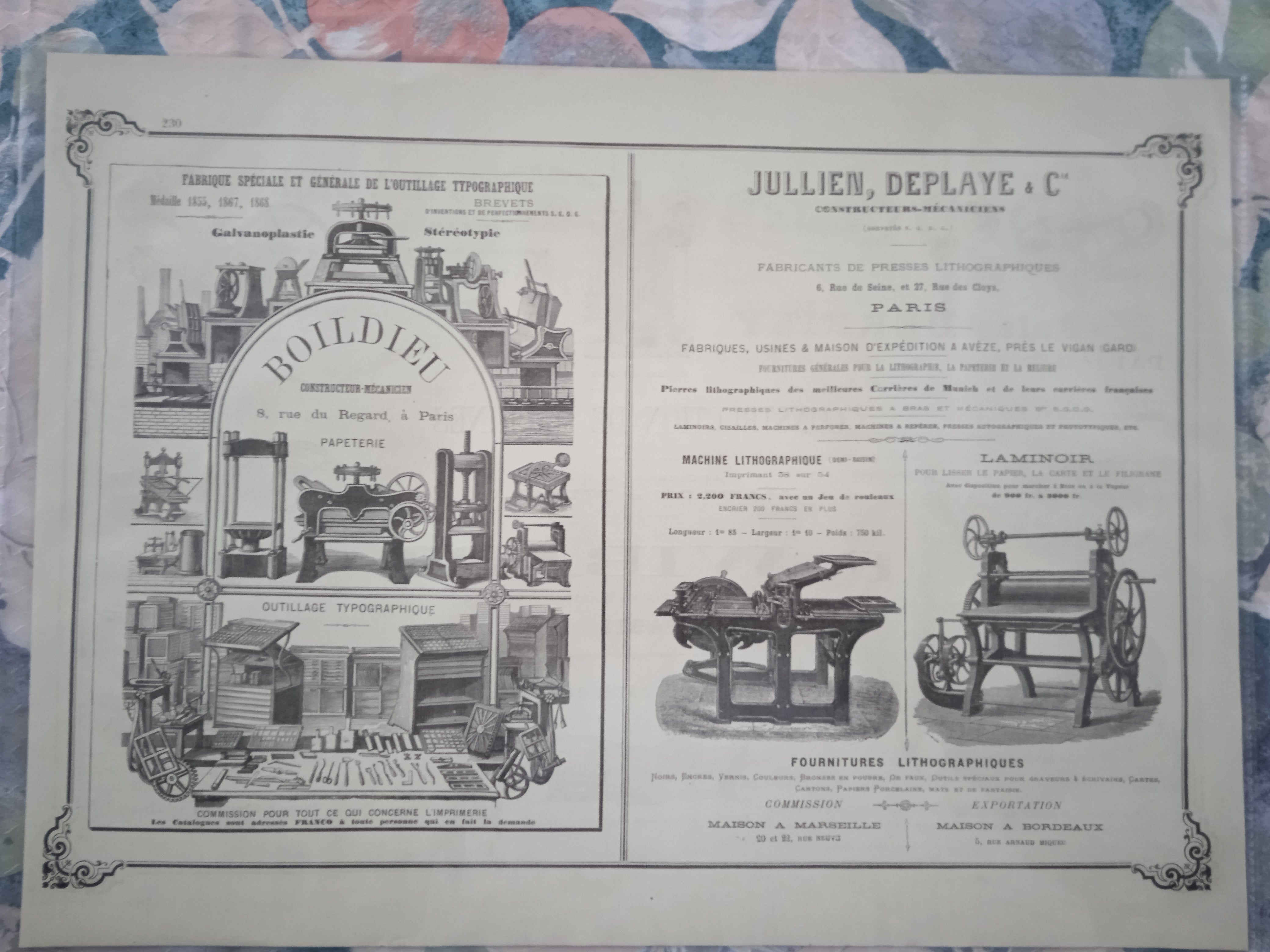 Planche N° 229 et 230  Dessins & Gravures Brevets Plans Marques