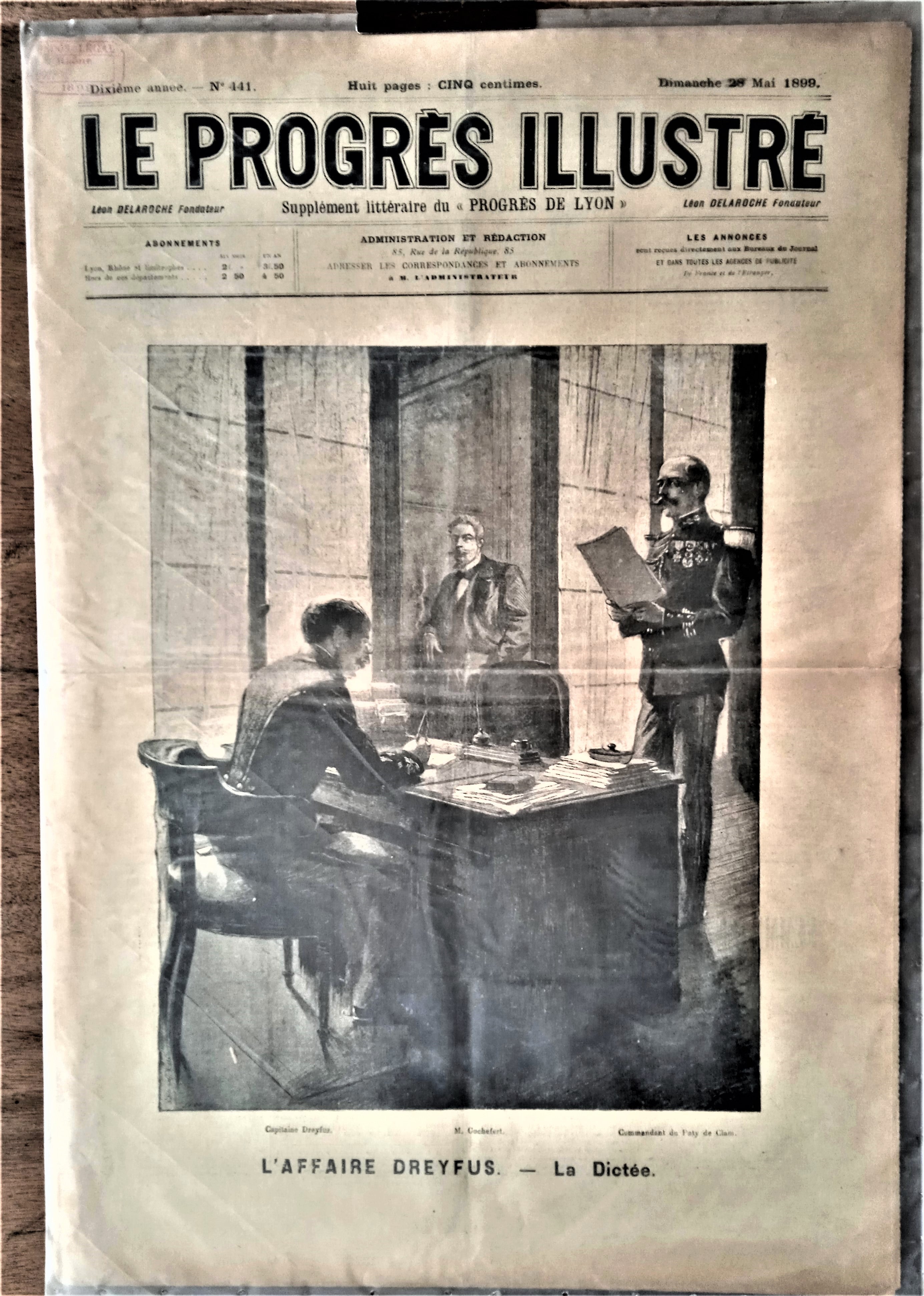 N°Jn 441  authentique journal Le Progrès Illustré  10e AnnéeDu 28 Mai 1899  N° 441 Affaire Dreyfus La Dictée  occasion