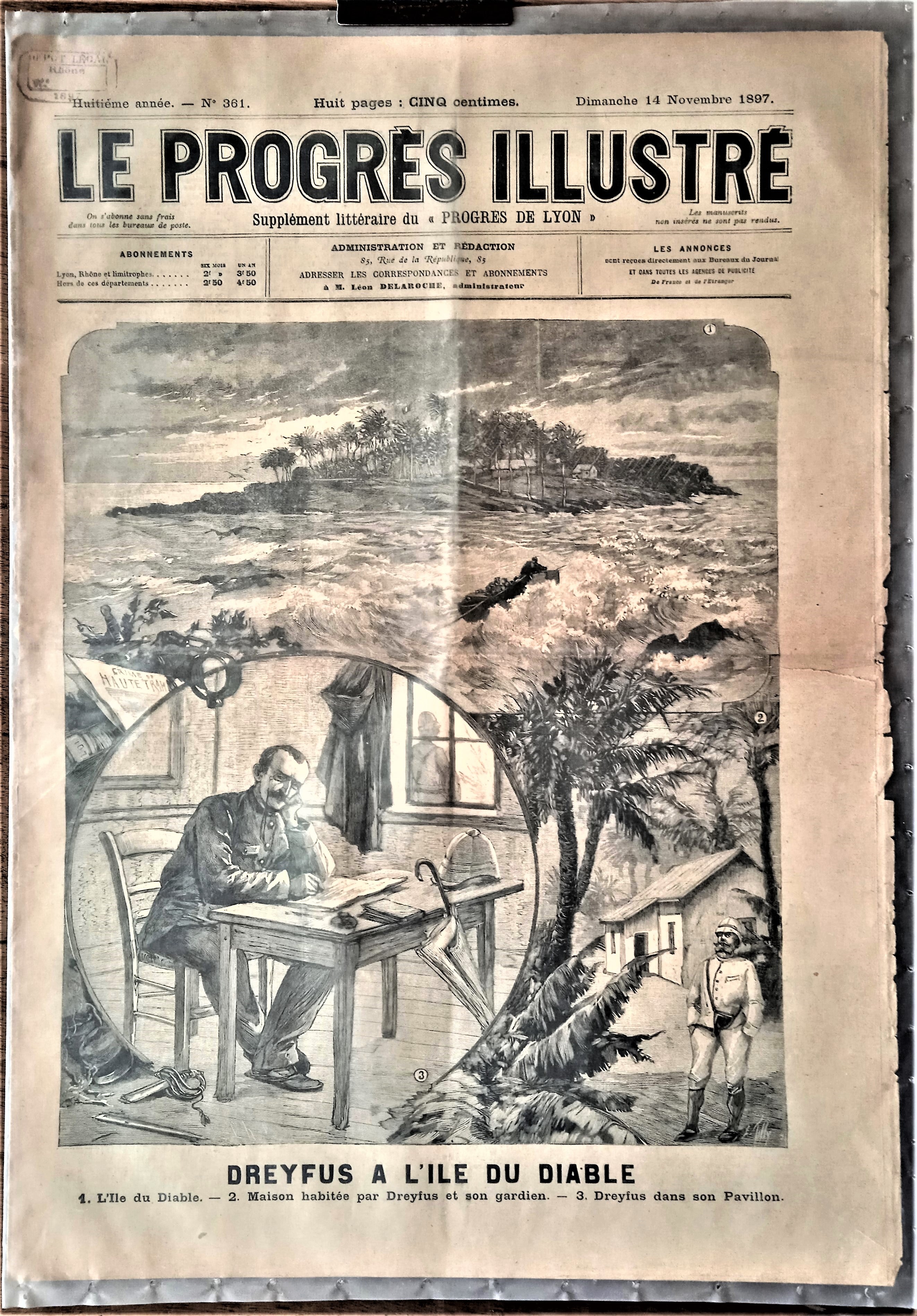 N°Jn 361  authentique journal Le Progrès Illustré  8e Année Du 18 Juillet 1897  N° 361  Dreyfus à l' ile du diable  occasion