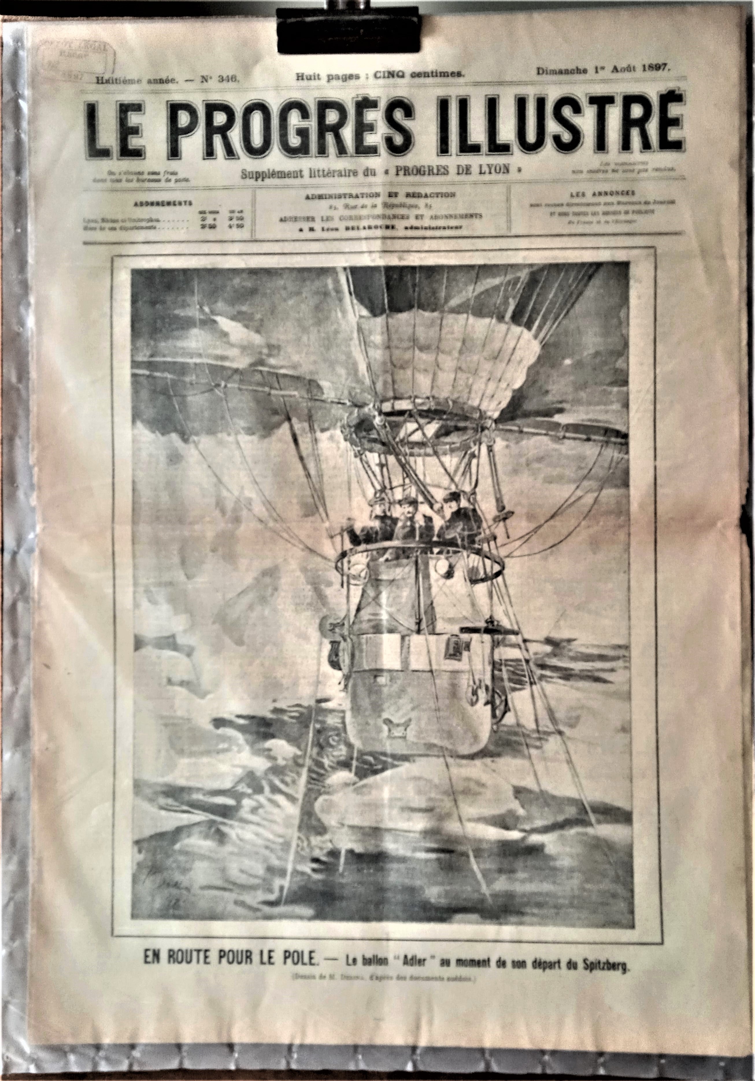 N°Jn 346  authentique journal Le Progrès Illustré  8e Année Du 01 Août  1897  N° 346 Ballon Adler occasion