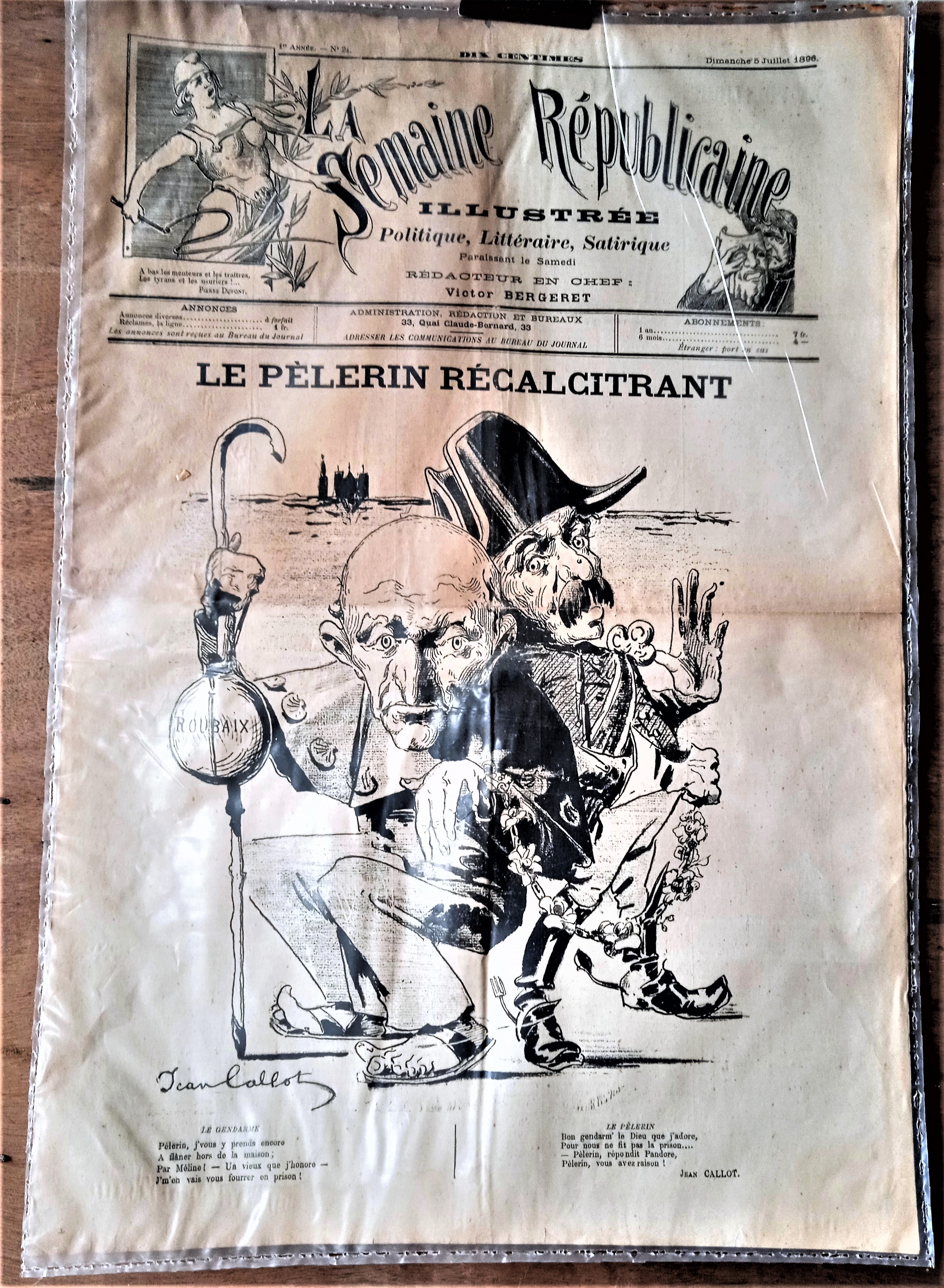 N°Jn 24   Authentique journal  La Semaine Républicaine N° 24  Du 05 Juillet 1898  Dessin signé Jean Callot       occasion