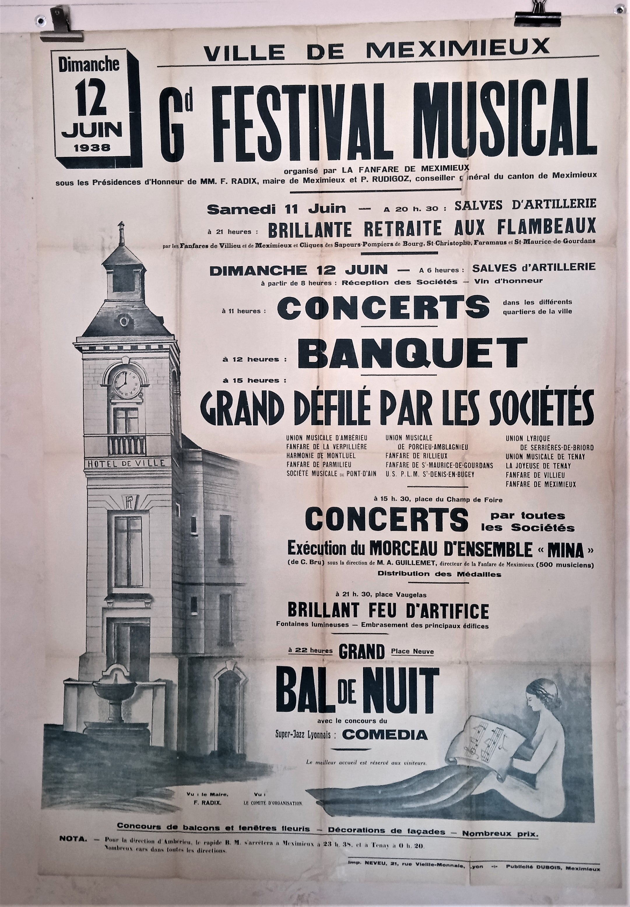 T2 A 149 Festival musical de Meximieux  du 12/06/1938  occasion