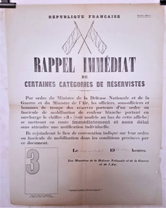 T2 A 152 Rappel immédiat mobilisation  N°3 du 24 Août 1939 occasion