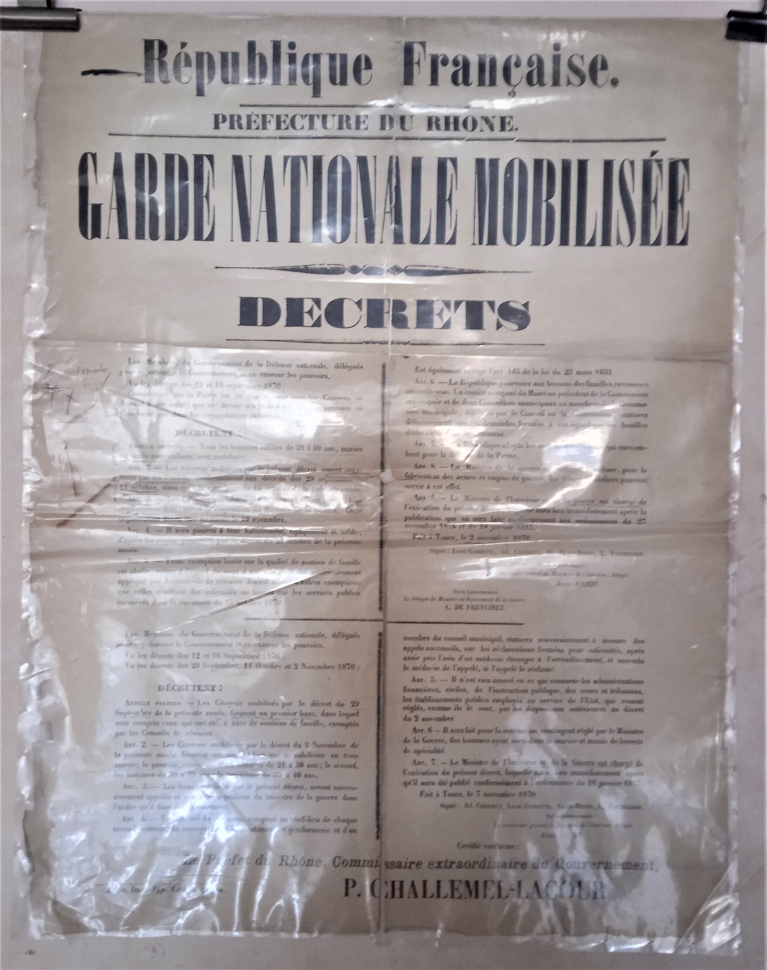 T2 A 172 Garde Nationale Mobilisée Décrets de Challemel Lacour du 7 Novembre 1870  occasion